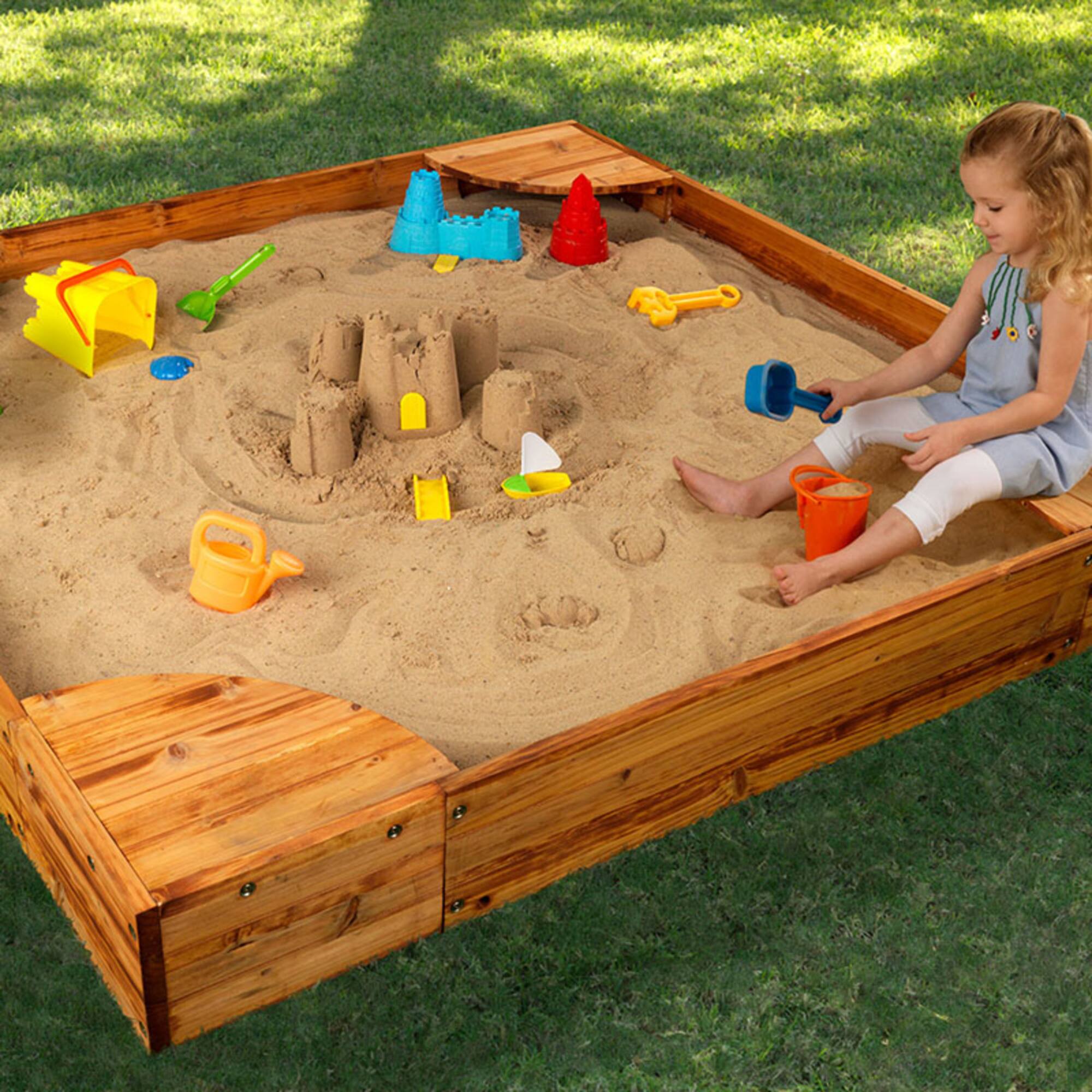 KidKraft Backyard Sandbox, Honey